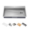 ADA Workstation 33” Drop-In Topmount 16 Gauge Stainless Steel Single Bowl Kitchen Sink with Accessories