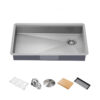 ADA Workstation 32” Undermount 16 Gauge Stainless Steel Single Bowl Kitchen Sink with Accessories
